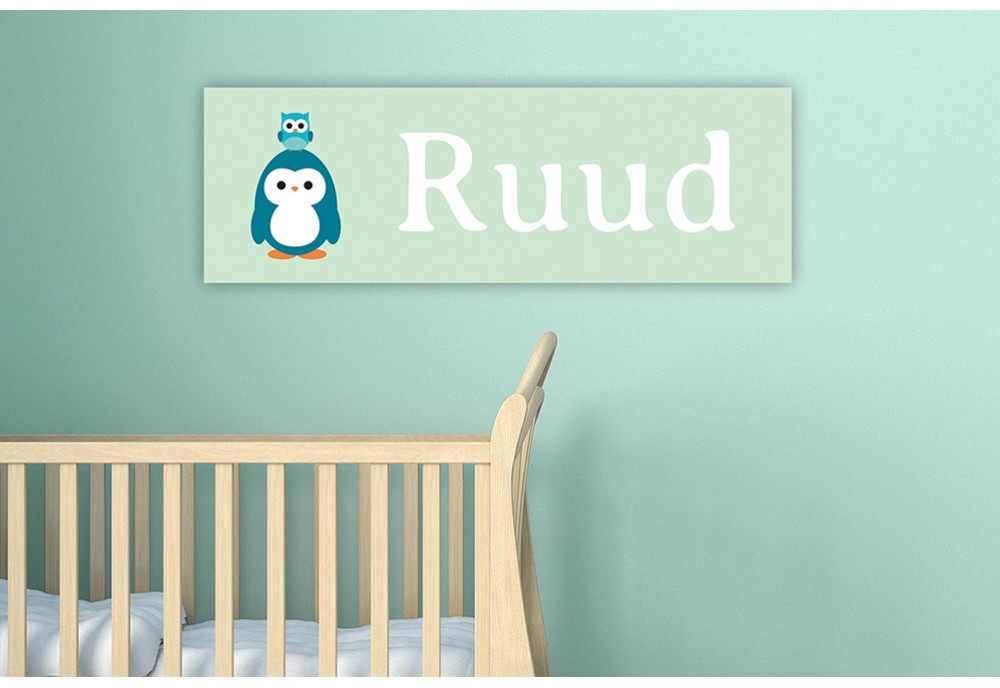 Pinguin met uiltje groen